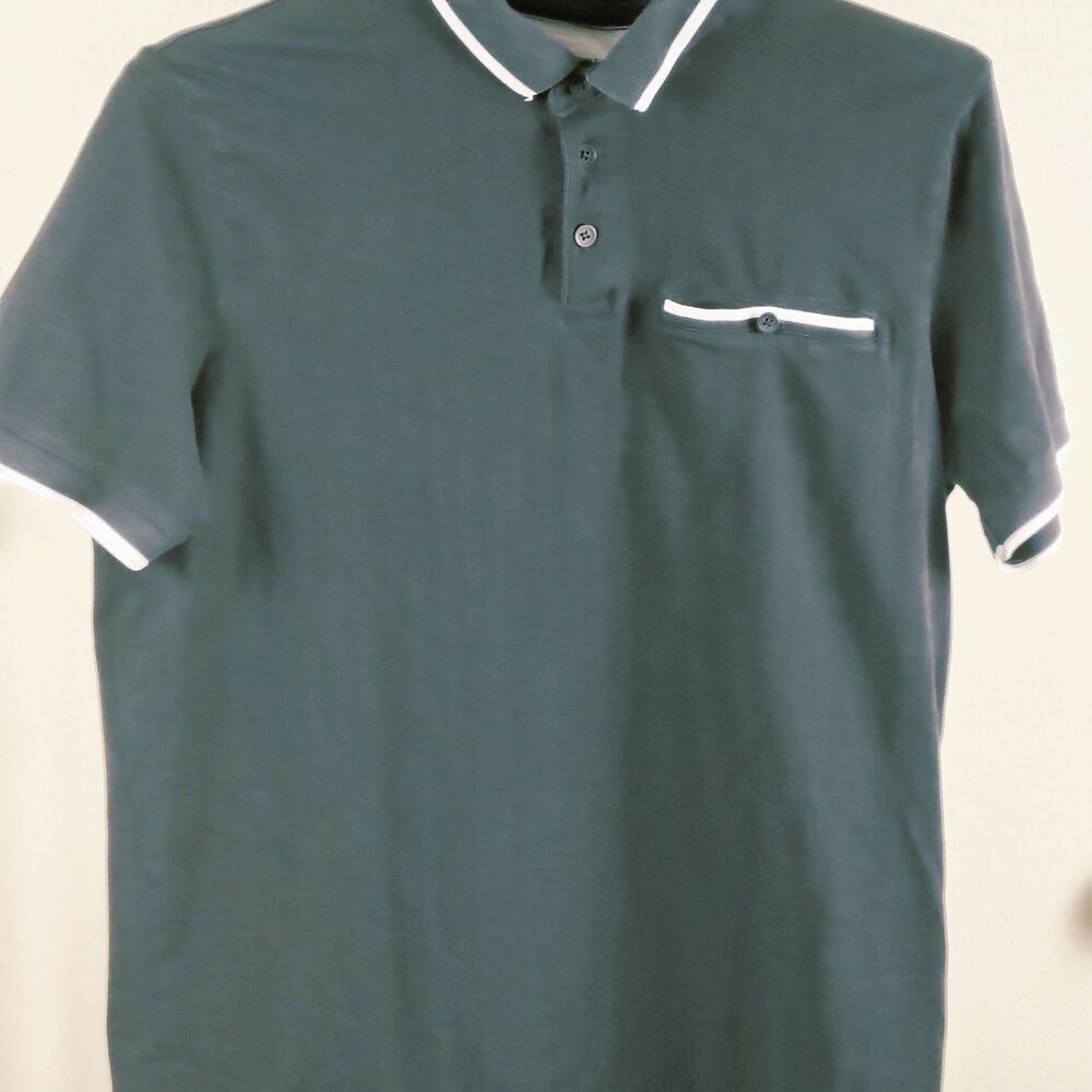 Shaquille O'Neal Polo Shirt Men’s XL Black With White StripeShort Sleeve  Cotton